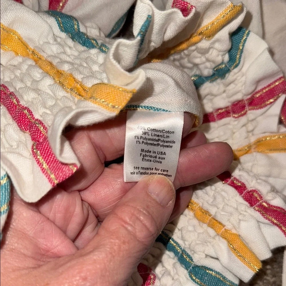 CAROLINE CONSTAS APPOLONIA OFF THE SHOULDER TOP LINEN COTTON - XS. Y - Picture 5 of 5